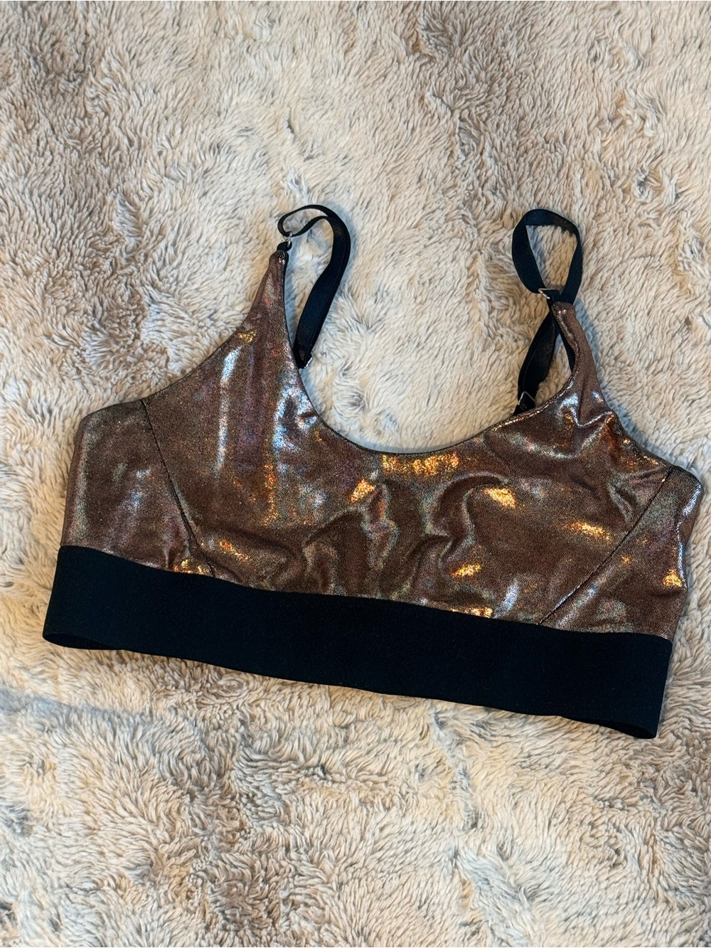 Heroine Shimmer Metallic Sports Bra with Black Band